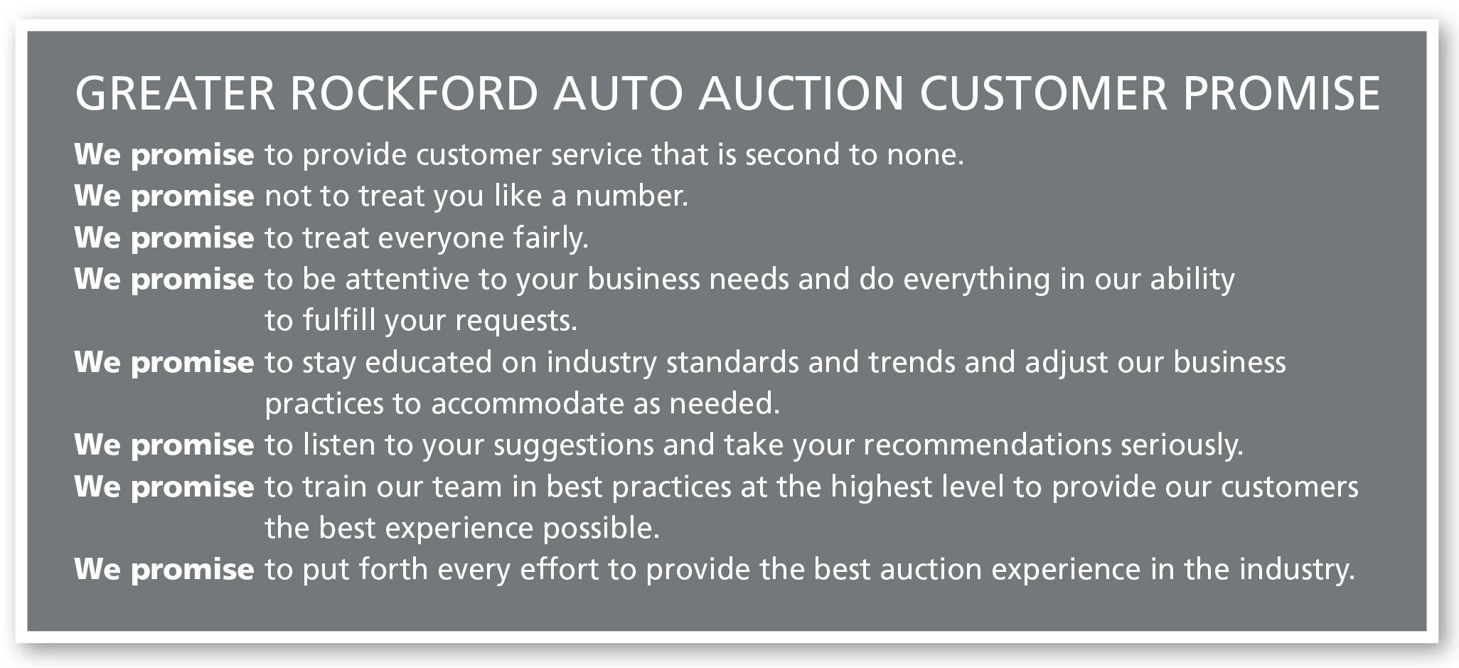 Greater Rockford Auto Auction We Promise