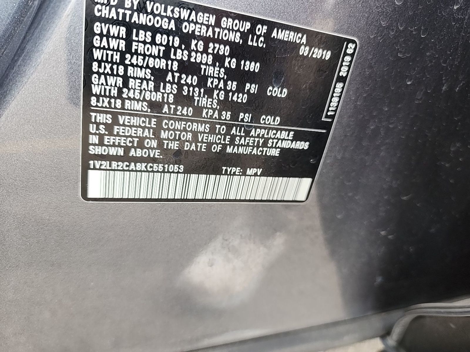 2019 Volkswagen Atlas   AWD