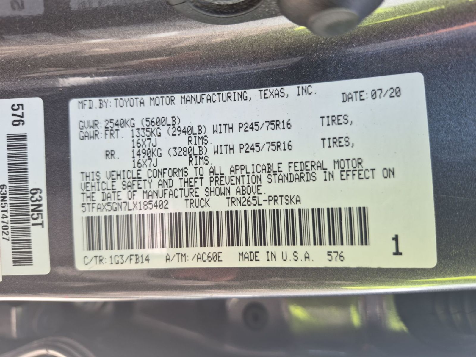 2020 Toyota Tacoma  SR RWD