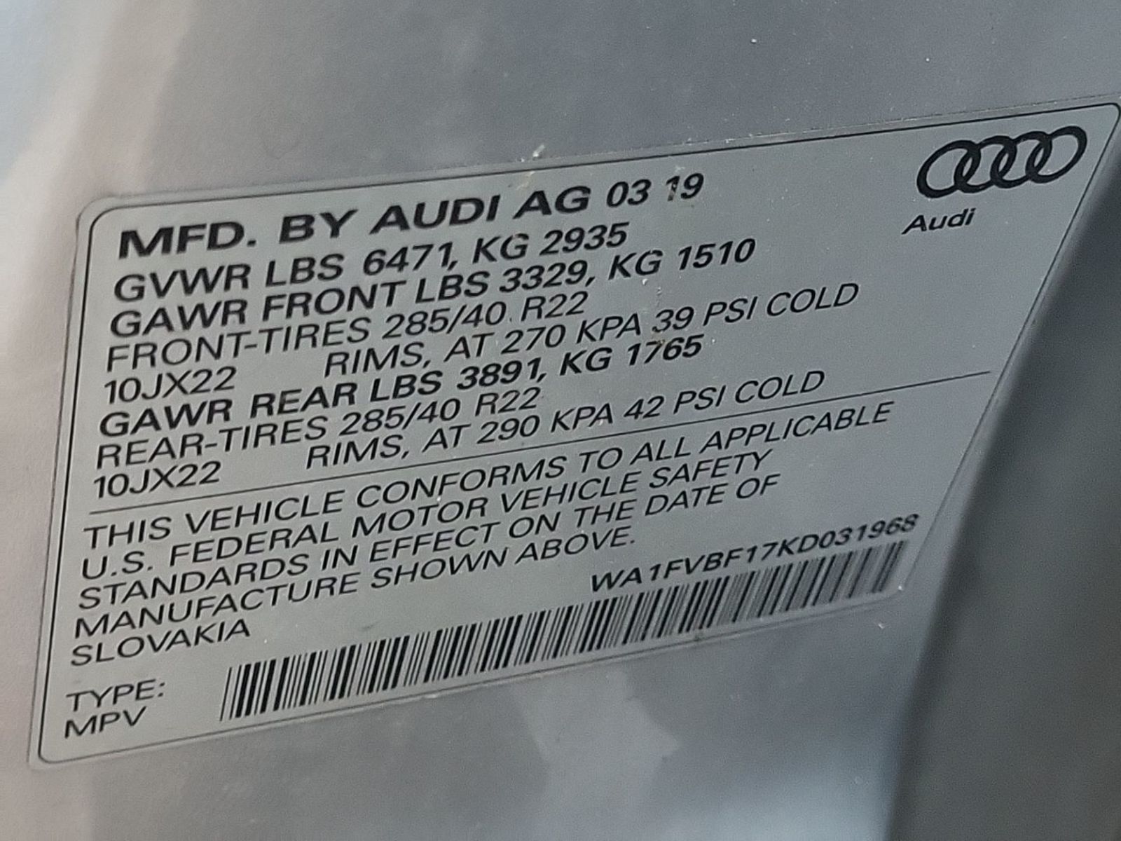 2019 Audi Q8  Prestige AWD