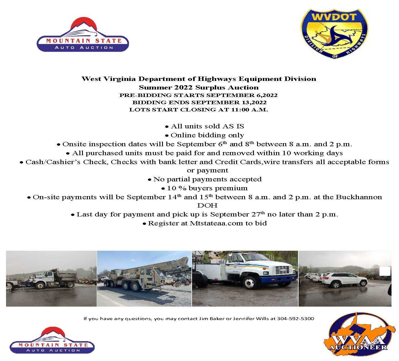 West Virginia Division of Highways Mountain State Auto Auction