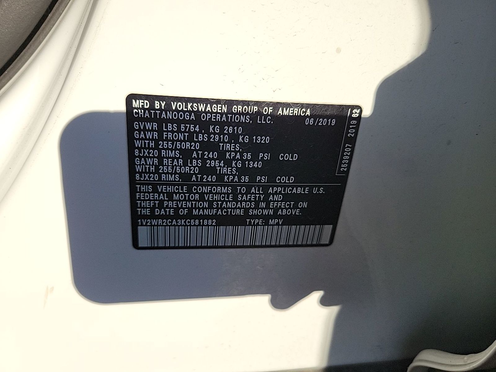 2019 Volkswagen Atlas   FWD